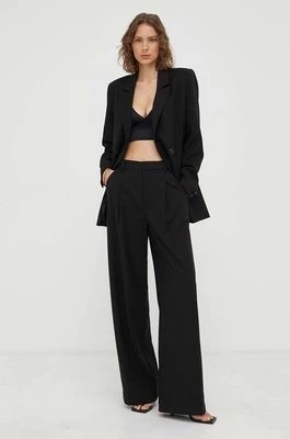 Zdjęcie produktu Gestuz spodnie damskie kolor czarny proste high waist 10905912