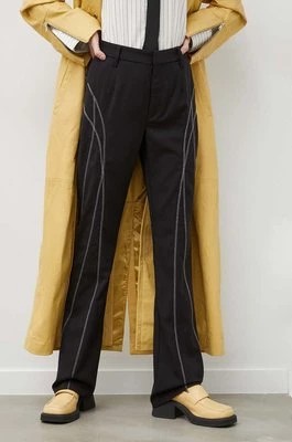 Zdjęcie produktu Gestuz spodnie damskie kolor czarny szerokie high waist 10908839