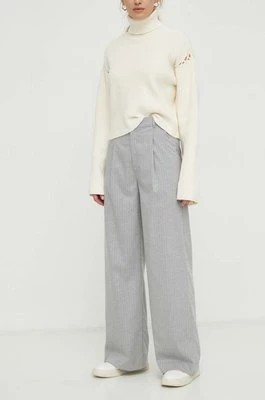 Zdjęcie produktu Gestuz spodnie damskie kolor szary szerokie high waist 10908679