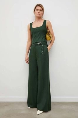 Zdjęcie produktu Gestuz spodnie Fenaya damskie kolor zielony szerokie high waist