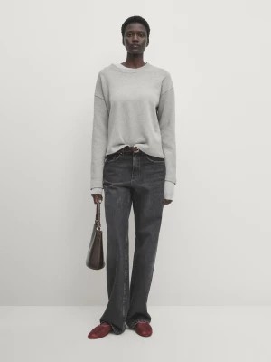 Zdjęcie produktu Gładka Bluza Ze 100% Bawełny - Szary Melanżowy - - Massimo Dutti - Kobieta