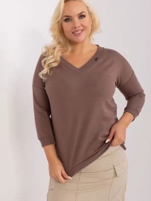 Zdjęcie produktu Gładka bluzka plus size basic brązowy RELEVANCE