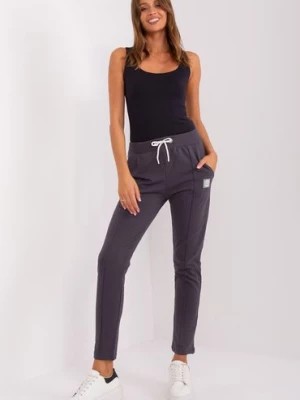 Zdjęcie produktu Grafitowe damskie spodnie dresowe z wiązaniem RELEVANCE