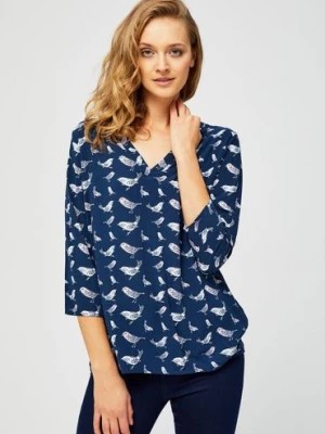 Zdjęcie produktu Granatowa bluzka damska- motywy zwierzęce Moodo