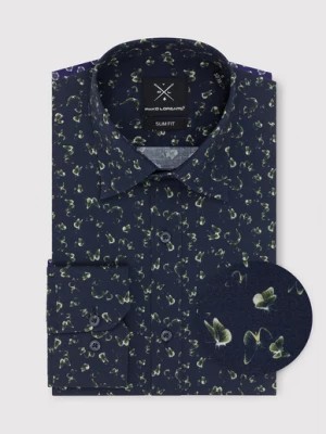 Zdjęcie produktu Granatowa koszula męska w zielone motyle Pako Lorente