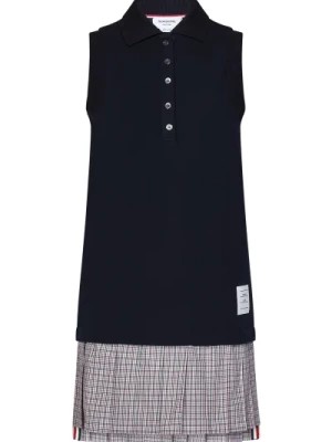 Zdjęcie produktu Granatowa Sukienka Polo z Kratowaną Spódnicą Thom Browne