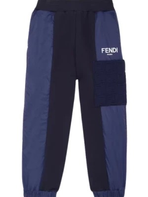 Zdjęcie produktu Granatowe Spodnie Cargo z Haftowanym Logo Fendi