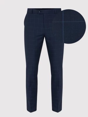 Zdjęcie produktu Granatowe spodnie garniturowe w delikatną kratę Pako Lorente