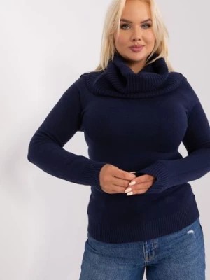 Zdjęcie produktu Granatowy damski sweter plus size z wiskozą