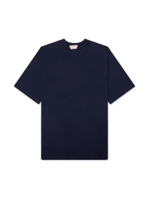 Zdjęcie produktu Granatowy T-shirt z Logo Bawełna Krótki Rękaw Marni