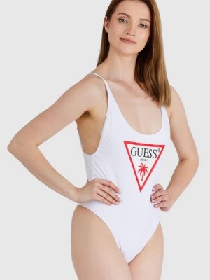 Zdjęcie produktu GUESS Biały strój kąpielowy z trójkątnym logo