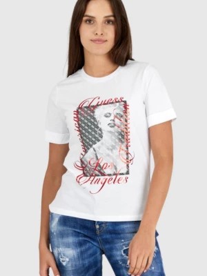 Zdjęcie produktu GUESS Biały t-shirt damski z nadrukiem