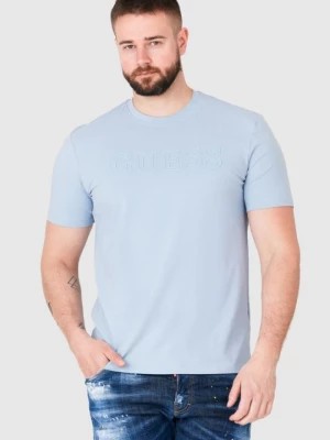 Zdjęcie produktu GUESS Błękitny t-shirt męski z wytłaczanym logo