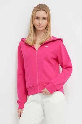 Zdjęcie produktu Guess bluza bawełniana ELEANORA damska kolor różowy z kapturem z aplikacją V4RQ04 KC5O0