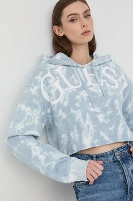 Zdjęcie produktu Guess bluza bawełniana damska z kapturem z nadrukiem