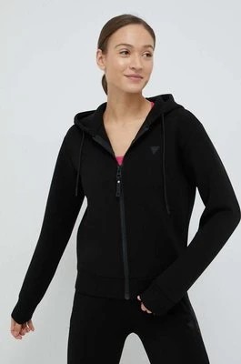 Zdjęcie produktu Guess bluza ALLIE damska kolor czarny z kapturem z nadrukiem V3RQ11 K7UW2
