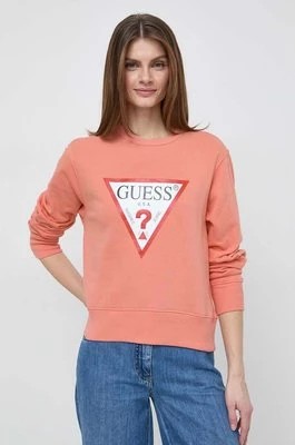 Zdjęcie produktu Guess bluza damska kolor pomarańczowy z nadrukiem W2YQ16 KBA10