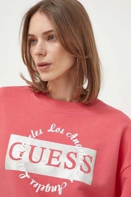 Zdjęcie produktu Guess bluza damska kolor różowy z nadrukiem