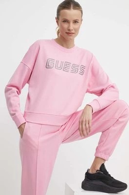 Zdjęcie produktu Guess bluza SKYLAR damska kolor różowy z aplikacją V4GQ07 K8802
