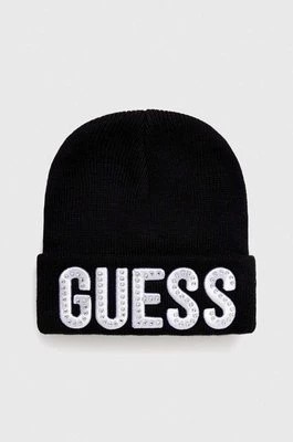 Zdjęcie produktu Guess czapka dziecięca kolor czarny z cienkiej dzianiny
