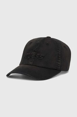 Zdjęcie produktu Guess czapka z daszkiem bawełniana kolor czarny z aplikacją Z4YZ03 WO07T