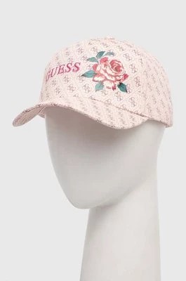 Zdjęcie produktu Guess czapka z daszkiem bawełniana DENISE kolor różowy wzorzysta W4RZ05 WO080