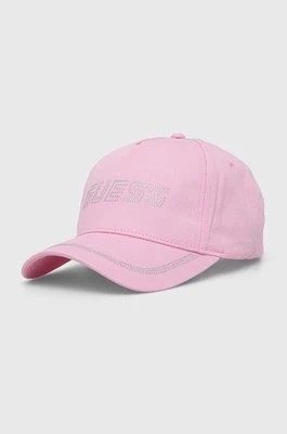 Zdjęcie produktu Guess czapka z daszkiem bawełniana RHINESTONES kolor różowy z aplikacją V4GZ00 WFKN0