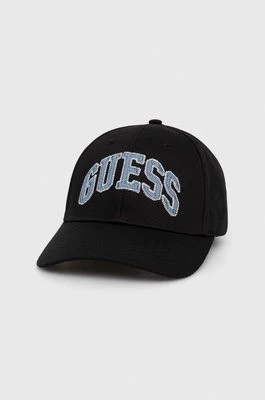 Zdjęcie produktu Guess czapka z daszkiem kolor czarny z aplikacją