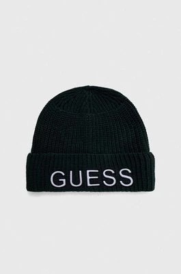 Zdjęcie produktu Guess czapka z domieszką wełny kolor zielony
