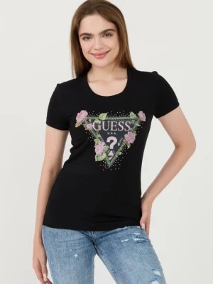 Zdjęcie produktu GUESS Czarny t-shirt Floral Triangle Tee