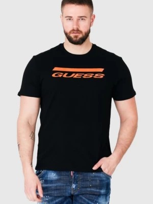Zdjęcie produktu GUESS Czarny t-shirt męski z pomarańczowym logo