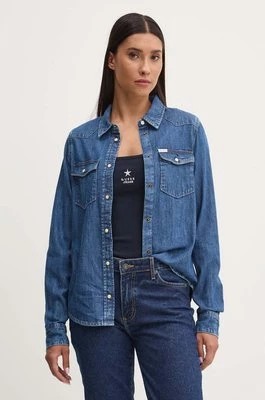 Zdjęcie produktu Guess Jeans koszula jeansowa damska kolor niebieski slim z kołnierzykiem klasycznym W4YH35 D5EI3