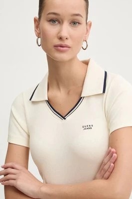 Zdjęcie produktu Guess Jeans polo damski kolor beżowy W4BP45 KA0H1