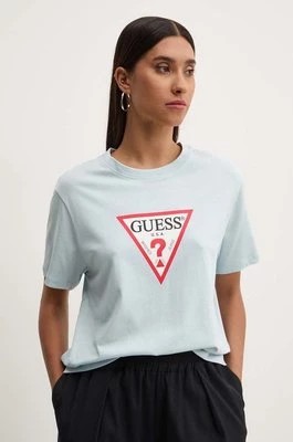 Zdjęcie produktu Guess Jeans t-shirt bawełniany damski kolor niebieski W4YI73 K8HM0