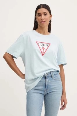 Zdjęcie produktu Guess Jeans t-shirt bawełniany damski kolor niebieski W4YI76 K8HM0