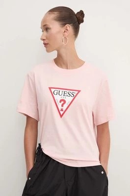 Zdjęcie produktu Guess Jeans t-shirt bawełniany damski kolor różowy W4YI73 K8HM0