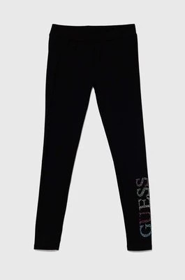 Zdjęcie produktu Guess legginsy dziecięce kolor czarny z aplikacją
