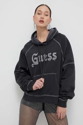 Zdjęcie produktu Guess Originals bluza damska kolor szary z kapturem z aplikacją