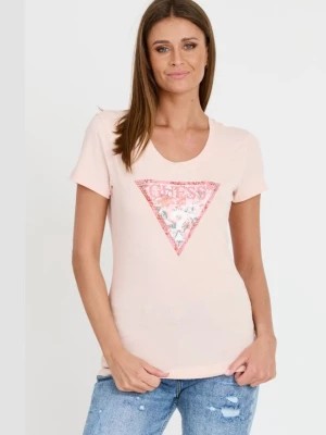 Zdjęcie produktu GUESS Różowy t-shirt Satin Triangle Tee