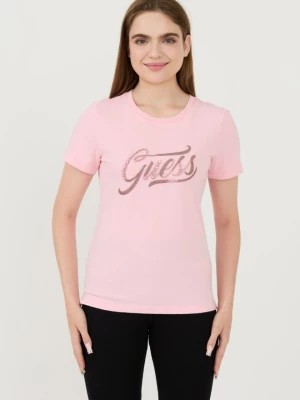 Zdjęcie produktu GUESS Różowy t-shirt Stones&embro Tee