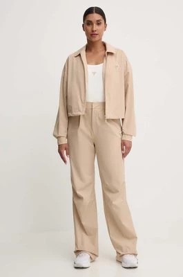 Zdjęcie produktu Guess spodnie AURLIE damskie kolor beżowy szerokie high waist V4YB05 WG982