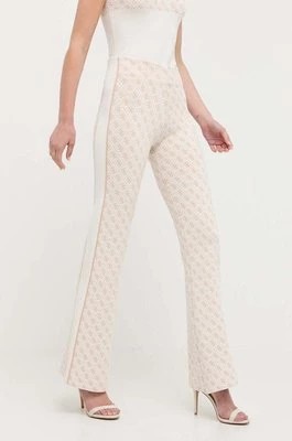 Zdjęcie produktu Guess spodnie LISE damskie kolor beżowy dzwony high waist W3YB38 Z37K0