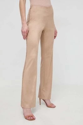 Zdjęcie produktu Guess spodnie ORNELLA damskie kolor beżowy dzwony high waist W4RB41 WE0L0