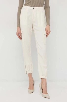 Zdjęcie produktu Guess spodnie damskie kolor beżowy fason chinos high waist