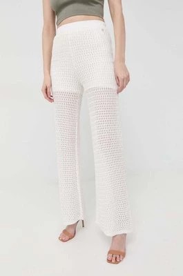 Zdjęcie produktu Guess spodnie damskie kolor biały szerokie high waist