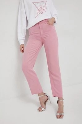 Zdjęcie produktu Guess spodnie damskie kolor różowy proste high waist