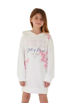 Zdjęcie produktu Guess sukienka bawełniana dziecięca kolor biały mini prosta