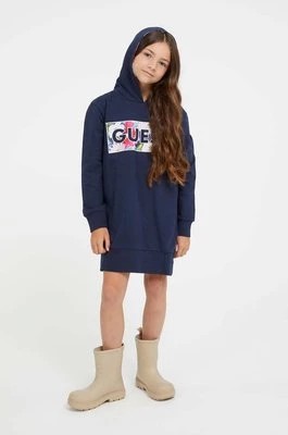 Zdjęcie produktu Guess sukienka bawełniana dziecięca kolor granatowy mini prosta