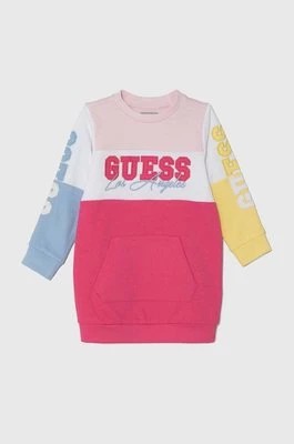 Zdjęcie produktu Guess sukienka bawełniana dziecięca kolor różowy mini prosta K4YK03 KA6R3