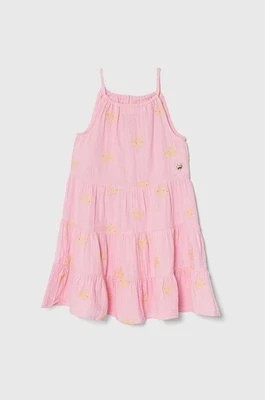 Zdjęcie produktu Guess sukienka bawełniana dziecięca kolor różowy mini rozkloszowana